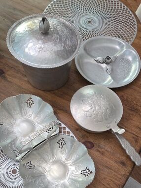 Silver-Tone Decorative Metal Serving Set - Home Dining
